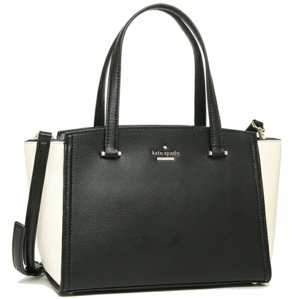 kate spade Black and Cream Structured Leather Crossbody Tote